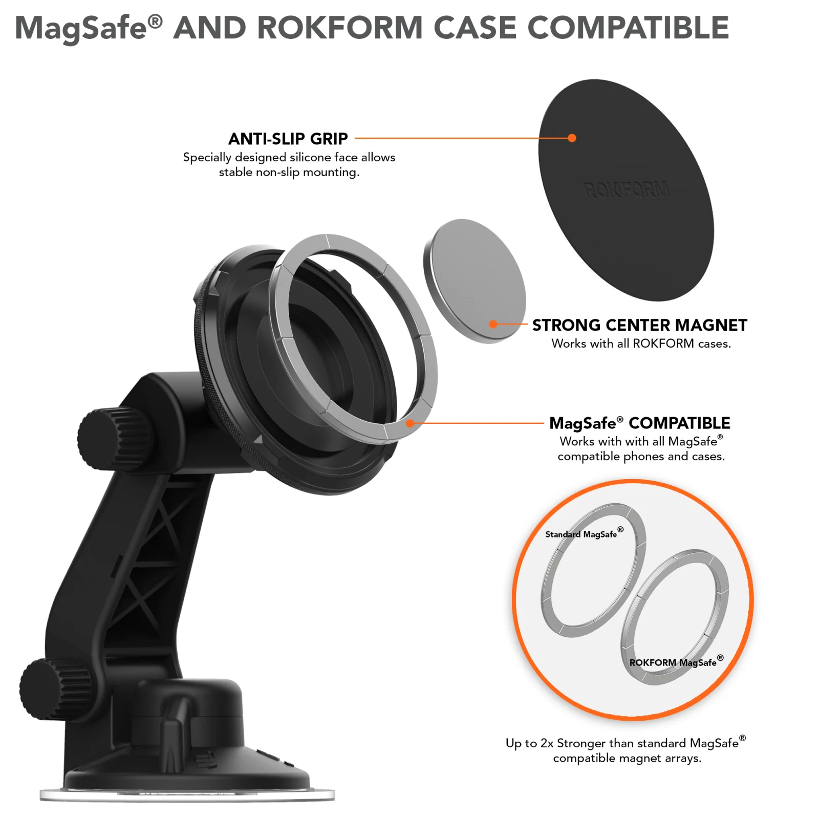 Suction Cup Magnetic Phone Holder - MagSafe® Compatible - Image 2